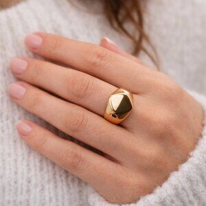 Plunder Goldtone Statement Ring NWT